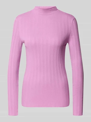 bluzka z długim rękawem o kroju slim fit z mieszanki bawełny Marc O'Polo Fuksjowy