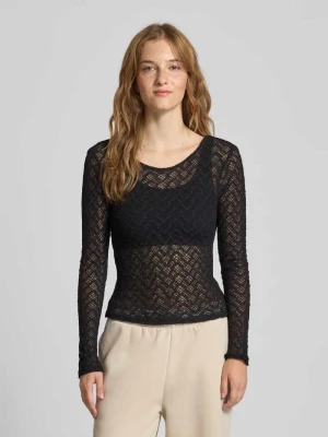 Bluzka z długim rękawem o kroju slim fit z mieszanki bawełny model ‘ANGILA’ Only