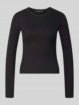 bluzka z długim rękawem o kroju slim fit z mieszanki bawełny model 'CHLOE' Vero Moda Czarny