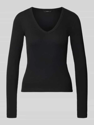 bluzka z długim rękawem o kroju slim fit z mieszanki bawełny model 'CHLOE' Vero Moda Czarny