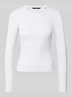 bluzka z długim rękawem o kroju slim fit z mieszanki bawełny model 'CHLOE' Vero Moda Jasnoszary melanż