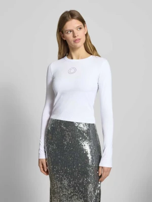 Bluzka z długim rękawem o kroju slim fit z mieszanki bawełny model ‘Daliriee_B’ Hugo Blue