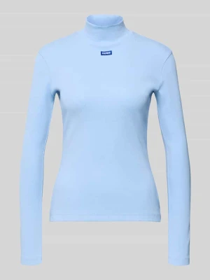 Bluzka z długim rękawem o kroju slim fit z mieszanki bawełny model ‘EASY’ Hugo Blue