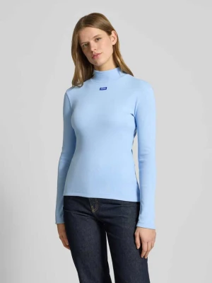 Bluzka z długim rękawem o kroju slim fit z mieszanki bawełny model ‘EASY’ Hugo Blue