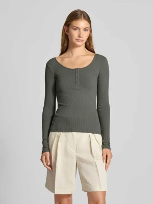 Bluzka z długim rękawem o kroju slim fit z mieszanki bawełny model ‘KITTE’ Pieces
