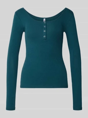 bluzka z długim rękawem o kroju slim fit z mieszanki bawełny model 'KITTE' Pieces Ciemnozielony