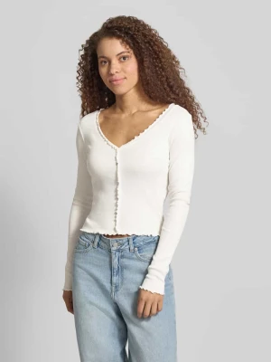 Bluzka z długim rękawem o kroju slim fit z mieszanki bawełny model 'LAILA' Only