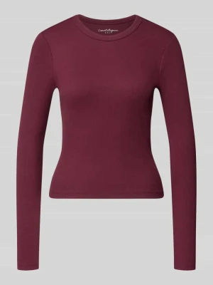 Bluzka z długim rękawem o kroju slim fit z mieszanki bawełny model 'VAL' Only Bordowy