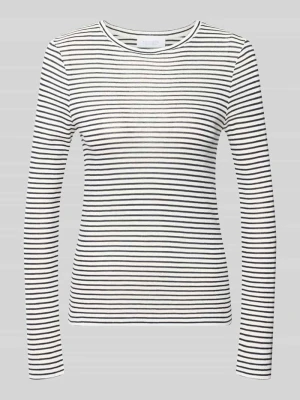 Bluzka z długim rękawem o kroju slim fit z mieszanki bawełny Rich & Royal Biały