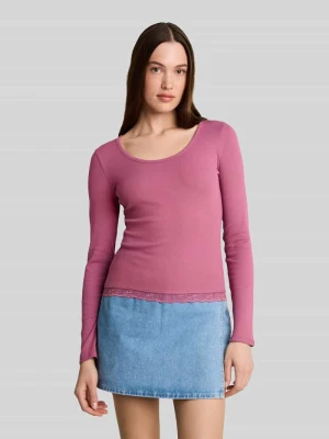 Bluzka z długim rękawem o kroju slim fit z mieszanki bawełny Tom Tailor
