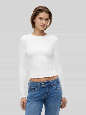 Bluzka z długim rękawem o kroju slim fit z mieszanki bawełny Tommy Jeans Złamany biały