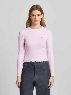 Bluzka z długim rękawem o kroju slim fit z mieszanki bawełny Tommy Jeans Różowy