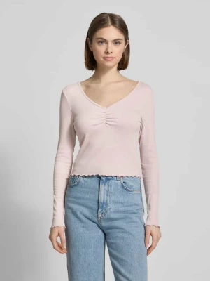 Bluzka z długim rękawem o kroju slim fit z mieszanki bawełny z falbanami model ‘BETTY’ Only