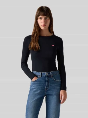 Bluzka z długim rękawem o kroju slim fit z mieszanki bawełny z wyhaftowanym logo Levi's Czarny