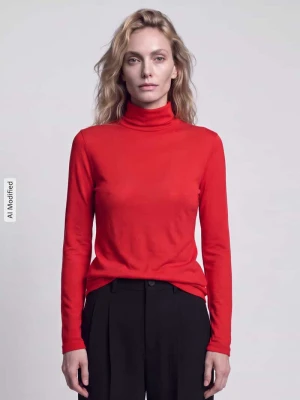 Bluzka z długim rękawem o kroju slim fit z mieszanki lyocellu Jake*s Wiśniowy