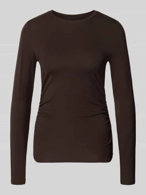 bluzka z długim rękawem o kroju slim fit z mieszanki lyocellu model 'AVA' Vero Moda Czekoladowy