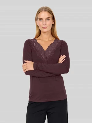 bluzka z długim rękawem o kroju slim fit z mieszanki lyocellu model 'Marica' Soyaconcept Ciemnobrązowy
