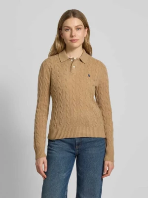Bluzka z długim rękawem o kroju slim fit z mieszanki wełny z domieszką kaszmiru Polo Ralph Lauren
