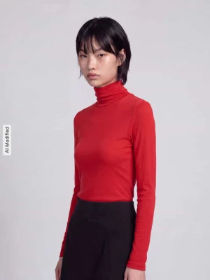 bluzka z długim rękawem o kroju slim fit z mieszanki wiskozy model 'C_ELIANA' Boss Czerwony