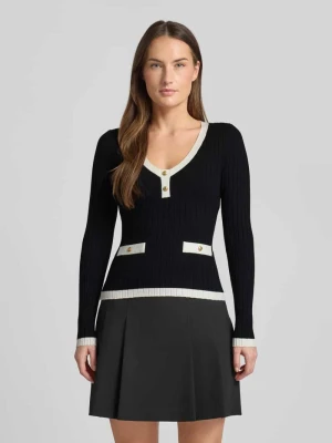 Bluzka z długim rękawem o kroju slim fit z mieszanki wiskozy model ‘Laurel’ Guess