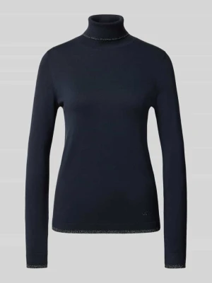 bluzka z długim rękawem o kroju slim fit z mieszanki wiskozy model 'MAGLIA CHIUSA' Liu Jo Ciemnoniebieski