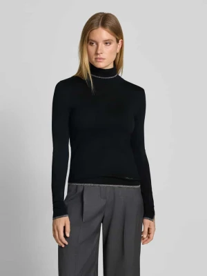 bluzka z długim rękawem o kroju slim fit z mieszanki wiskozy model 'MAGLIA CHIUSA' Liu Jo Czarny