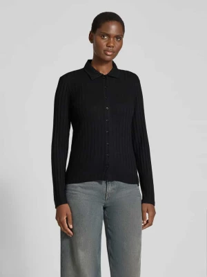 bluzka z długim rękawem o kroju slim fit z mieszanki wiskozy model 'Sitami' Opus Czarny