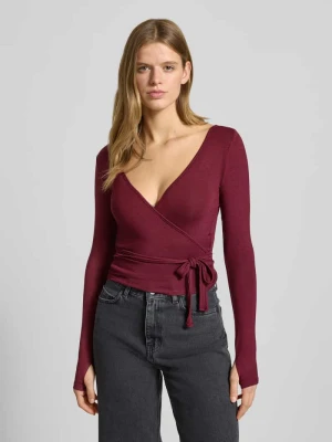 Bluzka z długim rękawem o kroju slim fit z mieszanki wiskozy model ‘Soft’ Gina Tricot