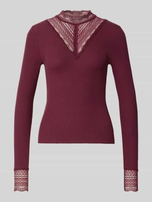 bluzka z długim rękawem o kroju slim fit z mieszanki wiskozy model 'TILDE' Only Bordowy