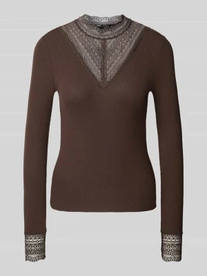 bluzka z długim rękawem o kroju slim fit z mieszanki wiskozy model 'TILDE' Only Czekoladowy