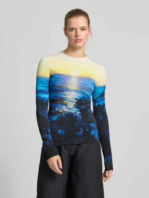 bluzka z długim rękawem o kroju slim fit z mieszanki wiskozy Paco Rabanne Błękitny