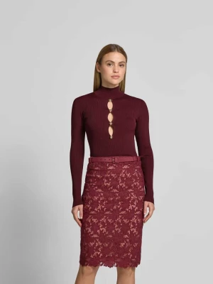 Bluzka z długim rękawem o kroju slim fit z mieszanki wiskozy Self Portrait Bordowy