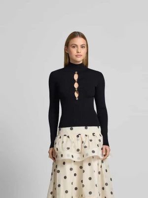 Bluzka z długim rękawem o kroju slim fit z mieszanki wiskozy Self Portrait Czarny