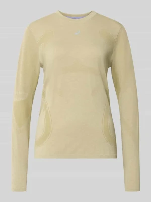 bluzka z długim rękawem o kroju slim fit z nadrukiem z logo model 'Road' Asics Oliwkowy
