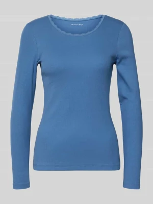 Bluzka z długim rękawem o kroju slim fit z obszyciem koronką Christian Berg Woman