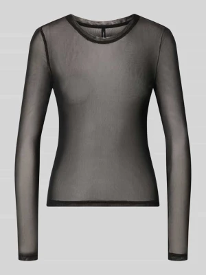 bluzka z długim rękawem o kroju slim fit z okrągłym dekoltem model 'LOVA' Vero Moda Czarny