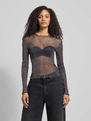 Bluzka z długim rękawem o kroju slim fit z półprzezroczystej siateczki Tom Tailor Denim