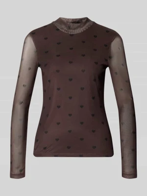 bluzka z długim rękawem o kroju slim fit ze wzorem na całej powierzchni model 'ERICA' Only