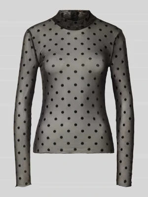 Bluzka z długim rękawem o kroju slim fit ze wzorem na całej powierzchni model 'JESHI' Pieces Czarny