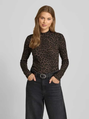 Bluzka z długim rękawem o kroju slim fit ze zwierzęcym nadrukiem na całej powierzchni Jake*s Casual