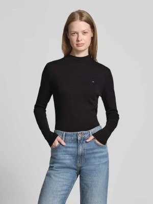 Bluzka z długim rękawem o kroju slim z czystej bawełny Tommy Hilfiger