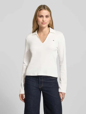 Bluzka z długim rękawem o kroju slim z czystej bawełny Tommy Hilfiger