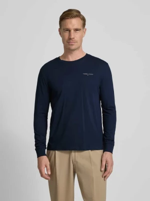 Bluzka z długim rękawem o kroju slim z czystej bawełny Tommy Jeans Granatowy