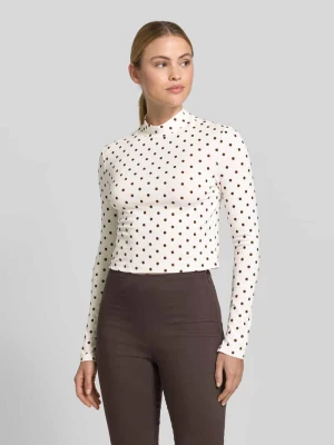 Bluzka z długim rękawem o krótkim kroju z grochami Style Icon Collection Jasnoróżowy