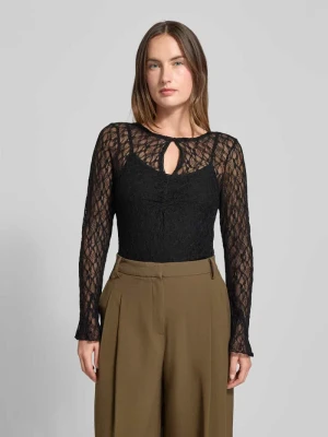 Bluzka z długim rękawem o półprzezroczystym designie model ‘Matria’ NEO NOIR