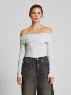 Bluzka z długim rękawem, odkrytymi ramionami i efektem prążkowania REVIEW