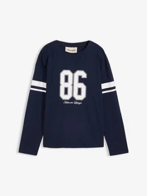 Bluzka z długim rękawem oversize z czystej bawełny organicznej BonPrix niebieski