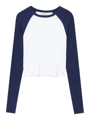 Bluzka z długim rękawem PULL&BEAR biały