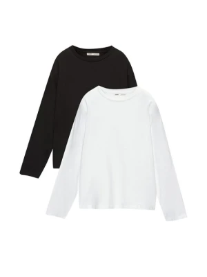 Bluzka z długim rękawem PULL&BEAR biały