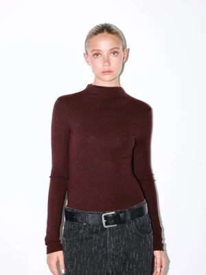 Bluzka z długim rękawem PULL&BEAR bordowy